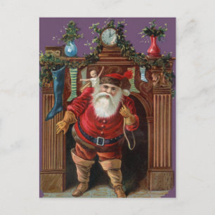 Cartes Pour Fêtes Annuelles Père Noël vintage livrant des jouets