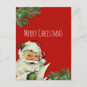 Cartes Pour Fêtes Annuelles Père Noël Vintage Rouge Noël Salutation