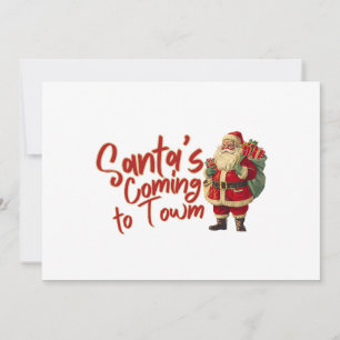 Cartes Pour Fêtes Annuelles Père Noël vintage : Santa arrive en ville