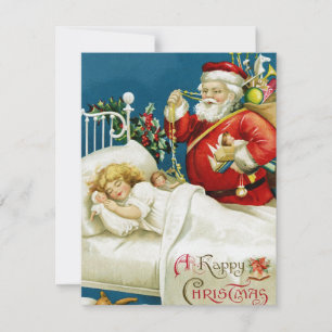Cartes Pour Fêtes Annuelles Père Noël vintage visite un enfant à la veille de 