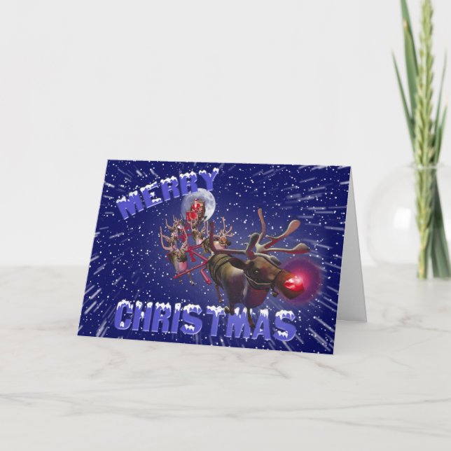 Cartes Pour Fêtes Annuelles Père Noël Volant Renard rouge à nez (Devant)