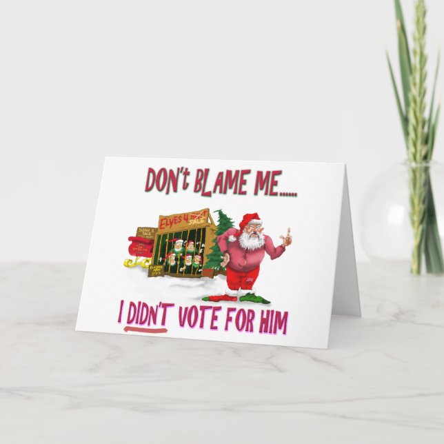 Cartes Pour Fêtes Annuelles Père Noël w/Elves pour le loyer/plaisanterie (Devant)