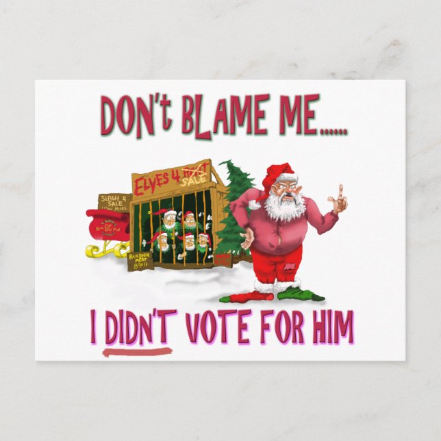 Cartes Pour Fêtes Annuelles Père Noël w/Elves pour le loyer/plaisanterie (Devant)