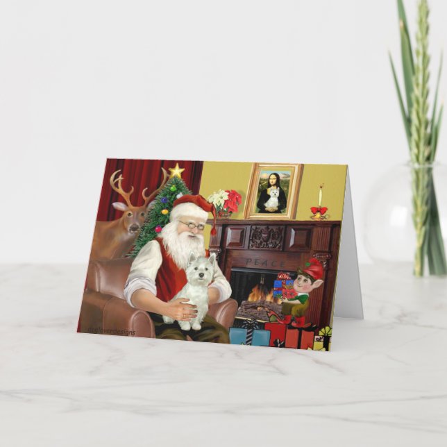 Cartes Pour Fêtes Annuelles Père Noël West Highland Terrier (Devant)