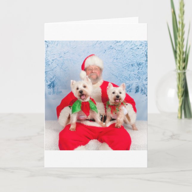 Cartes Pour Fêtes Annuelles Père Noël Westies (Devant)