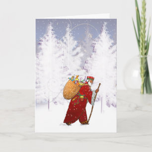 Cartes Pour Fêtes Annuelles Père Noël X010 dans la forêt