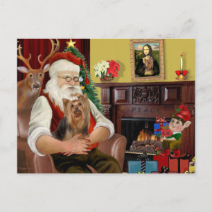 Cartes Pour Fêtes Annuelles Père Noël Yorkshire Terrier #7