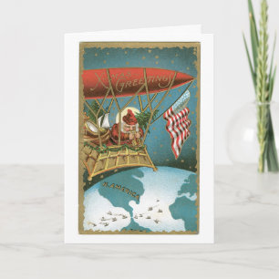 Cartes Pour Fêtes Annuelles père Noël Zeppelin - Patriotisme américain