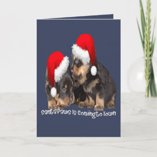 Cartes Pour Fêtes Annuelles Père Paws arrive en ville Rottweiler Noël mignon