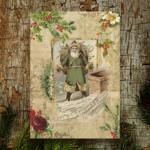 Cartes Pour Fêtes Annuelles Père victorien Noël Ephémère florale