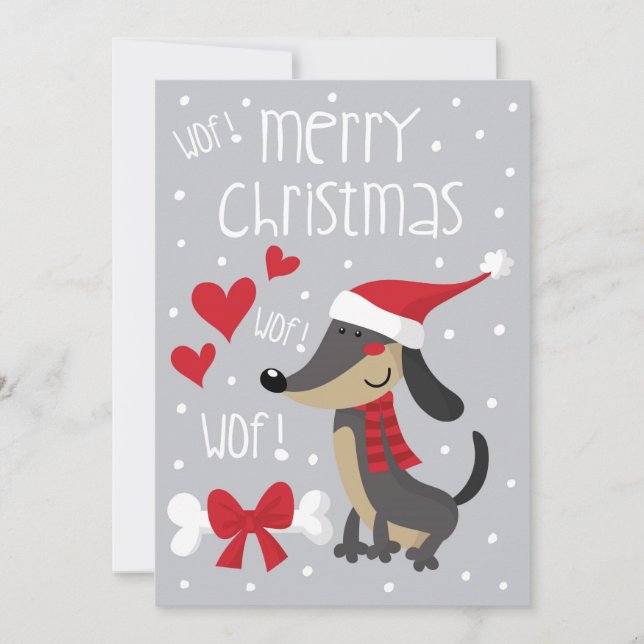 Cartes Pour Fêtes Annuelles Perro salchicha Noel. Dachshund Père Noël. (Devant)