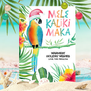 Cartes Pour Fêtes Annuelles Perroquet tropical Père Noël Mele Kalikimaka Hawai