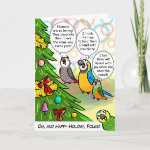 Cartes Pour Fêtes Annuelles Perroquets et sapin de Noël