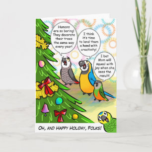 Cartes Pour Fêtes Annuelles Perroquets et sapin de Noël