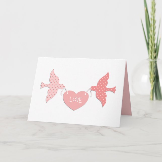 Cartes Pour Fêtes Annuelles Perruches roses (Devant)