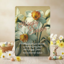 Personalized Happy Easter Daffodil Floral Card