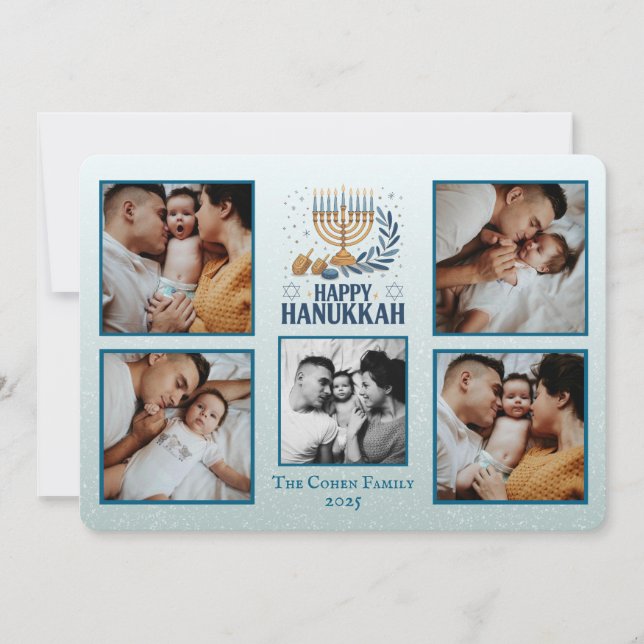 Cartes Pour Fêtes Annuelles Personalized Happy Hanukkah Card with 5 Photos (Devant)