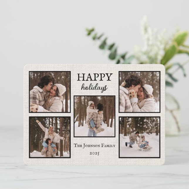 Cartes Pour Fêtes Annuelles Personalized Happy Holidays Card with Photos (Debout devant)