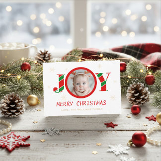 Cartes Pour Fêtes Annuelles Personalized Joy Christmas Photo