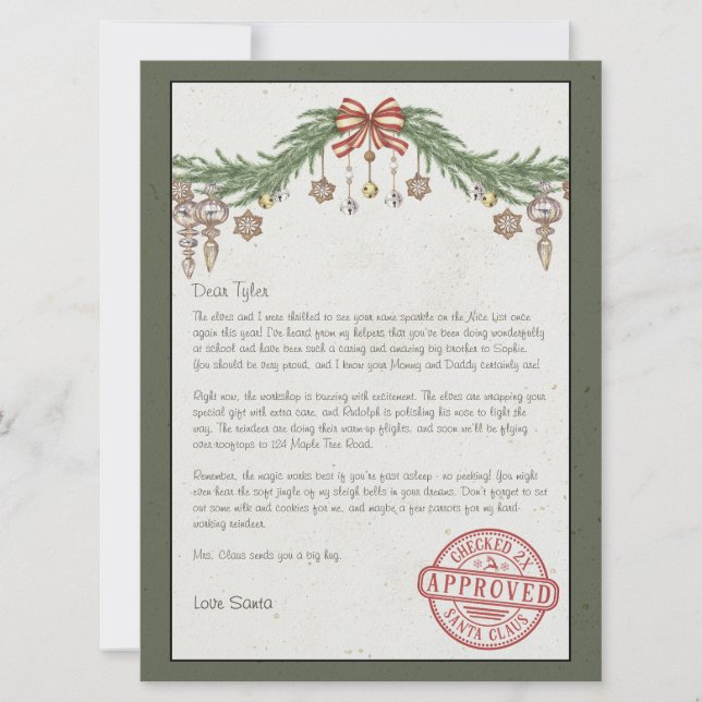 Cartes Pour Fêtes Annuelles Personalized name & address Letter from santa (Devant)