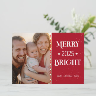 Cartes Pour Fêtes Annuelles Personalized Photos and Theme Color Christmas Card