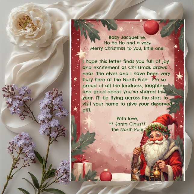 Cartes Pour Fêtes Annuelles Personalized Santa Claus North Pole Reindeer Red  (Personalized Santa Claus North Pole Reindeer Red Holiday Card)