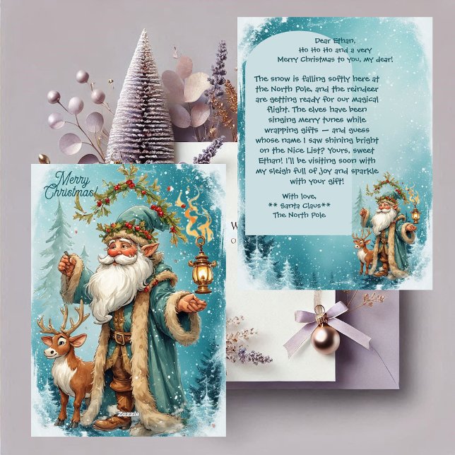 Cartes Pour Fêtes Annuelles Personalized Santa Letter From North Pole Reindeer (Personalized Santa Letter From North Pole Reindeer Holiday Card)