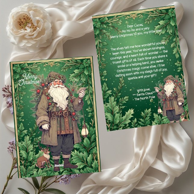 Cartes Pour Fêtes Annuelles Personalized Santa Letter North Pole Greenery Xmas (Personalized Santa Letter North Pole Greenery Xmas Holiday Card)