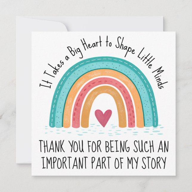 Cartes Pour Fêtes Annuelles Personalized Teacher Thank You Card Rainbow Design (Devant)