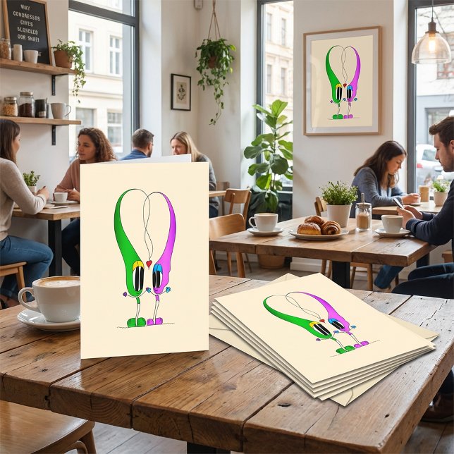 Cartes Pour Fêtes Annuelles Personnage de dessin animé en forme de cœur pour l (Take a look at this wonderfully unique and awesome cartoon Valentine's Day card!)