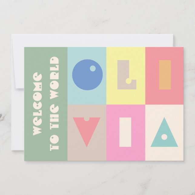 Cartes Pour Fêtes Annuelles Personnalisable 6 lettres nom de petite fille bien (Devant)