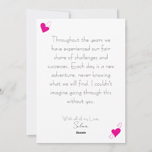 Cartes Pour Fêtes Annuelles Personnalisable Coeur & Zig Zag Romantique Amour P (Dos)