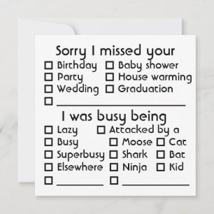 Cartes Pour Fêtes Annuelles Personnalisable ! Désolé d'avoir manqué votre [ins