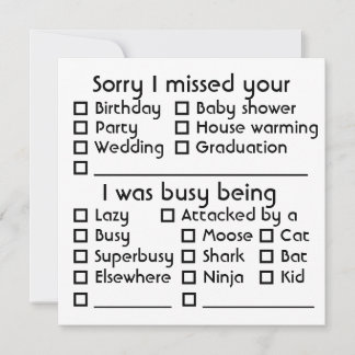 Cartes Pour Fêtes Annuelles Personnalisable ! Désolé d'avoir manqué votre [ins