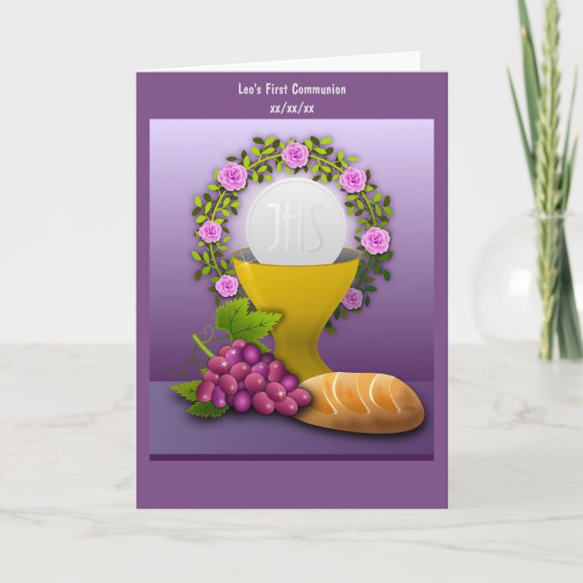 Cartes Pour Fêtes Annuelles Personnalisation de la première communion Sainte-E (Devant)