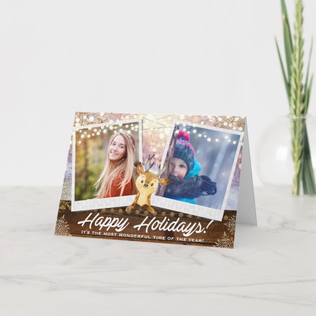 Cartes Pour Fêtes Annuelles Personnalisation de renne de région boisée et de (Devant)