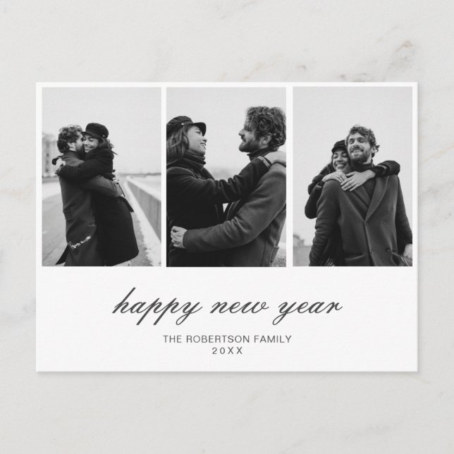 Cartes Pour Fêtes Annuelles personnalisé 3 photos heureux nouvel an (Devant)