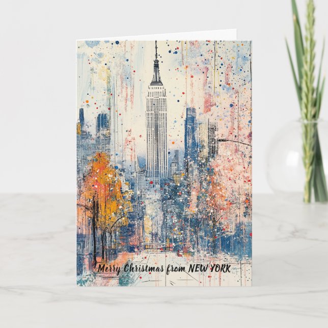Cartes Pour Fêtes Annuelles Personnalisé À Partir De L'Illustration De Noël NY (Devant)