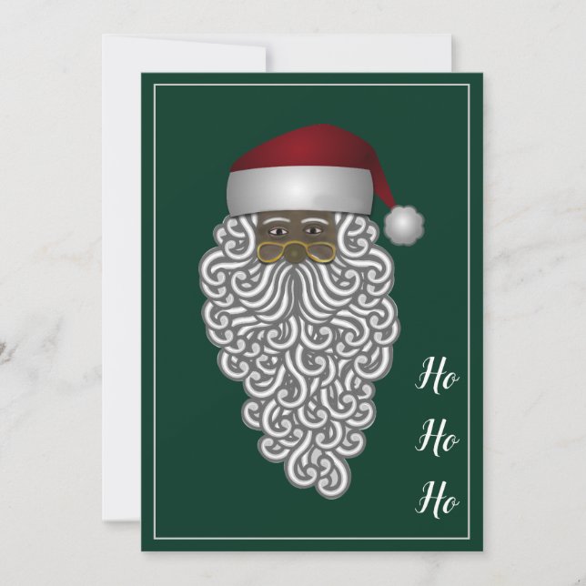 Cartes Pour Fêtes Annuelles Personnalisé African American Père Noël Green Noël (Devant)
