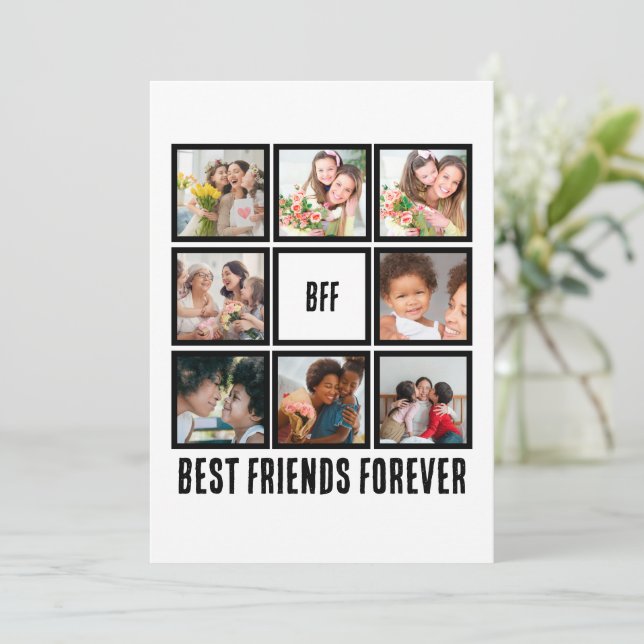 Cartes Pour Fêtes Annuelles Personnalisé BFF Meilleurs amis Forever 8 Collage  (Debout devant)
