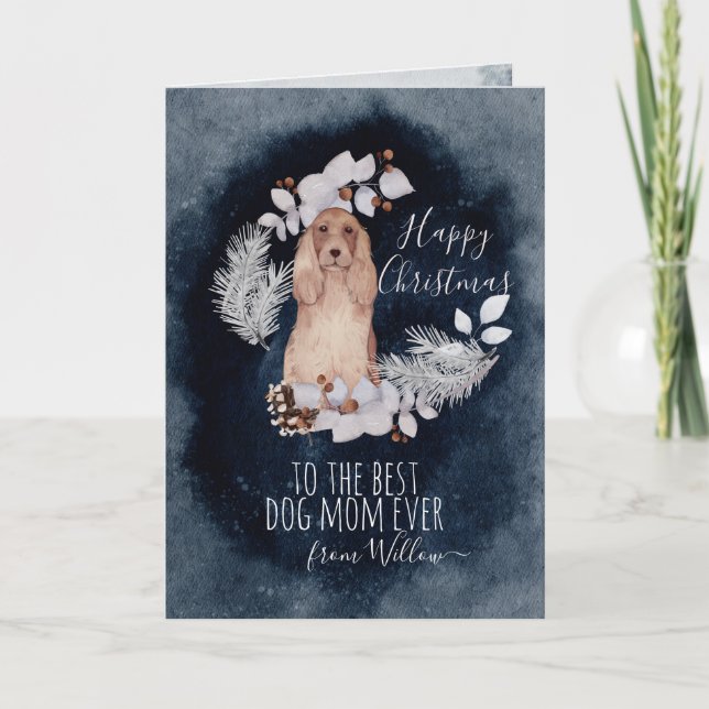 Cartes Pour Fêtes Annuelles Personnalisé Chien Maman Cocker Espagnol Noël (Devant)