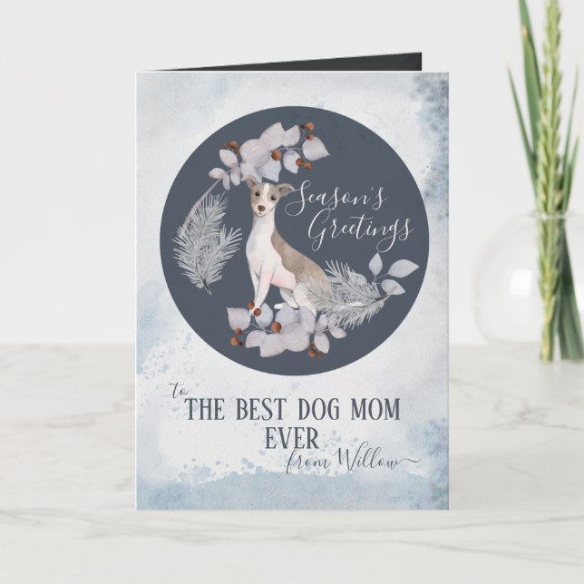 Cartes Pour Fêtes Annuelles Personnalisé Chien Maman Italien Greyhound Whippet (Devant)