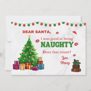 CARTES POUR FÊTES ANNUELLES PERSONNALISÉ CUTE AMUSANTE NOËL NAUGHTY SALUANT