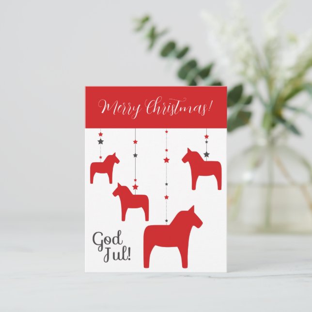 Cartes Pour Fêtes Annuelles Personnalisé Dieu jul ! Cheval de Noël (Debout devant)
