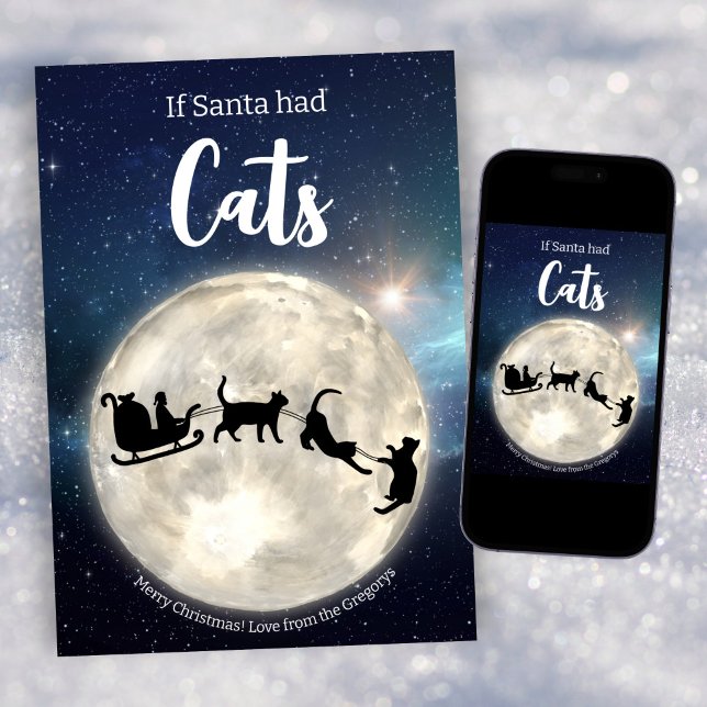 Cartes Pour Fêtes Annuelles Personnalisé Funny Chat noir Père Noël Noël (Créateur téléchargé)