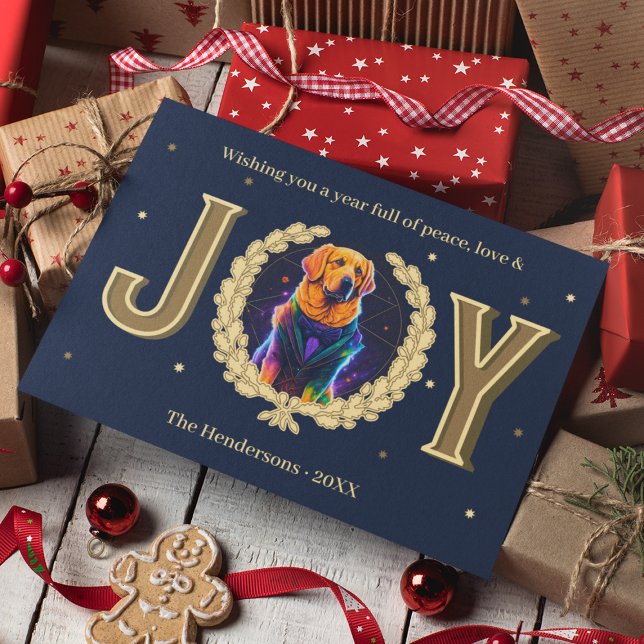 Cartes Pour Fêtes Annuelles Personnalisé Golden Retriever Chien Joie Noël (Custom Golden Retriever Dog Joy Christmas Holiday Card
)