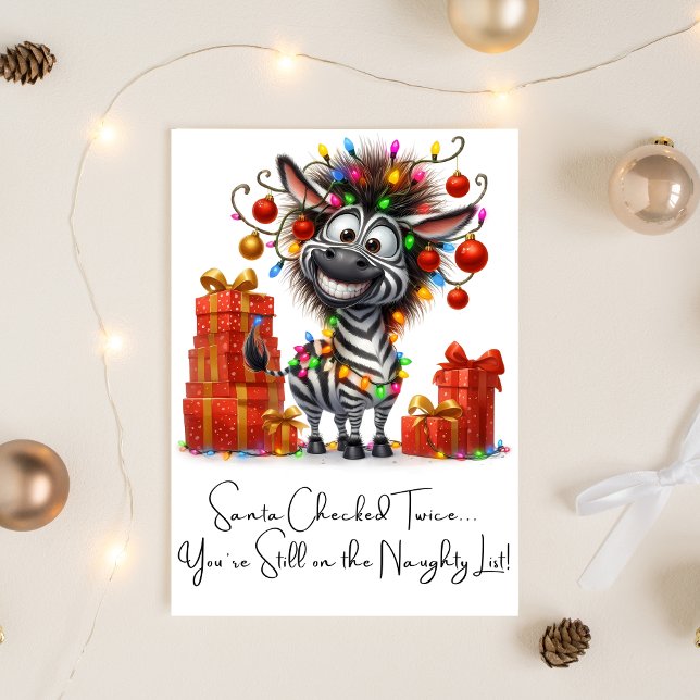 Cartes Pour Fêtes Annuelles Personnalisé Joyeux Noël Drôle Citations Pour Amis (Santa 's naughty list funny holiday card)