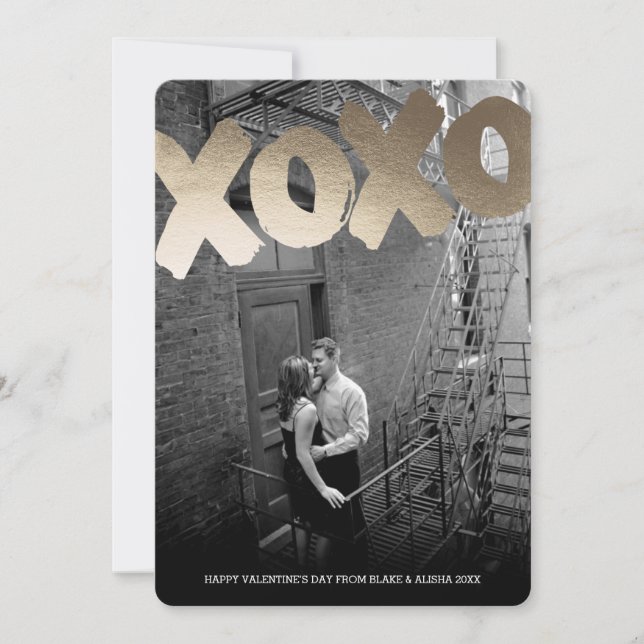 Cartes Pour Fêtes Annuelles Personnalisé | Luxe XOXO Valentine (Devant)