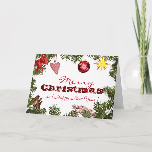 Cartes Pour Fêtes Annuelles Personnalisé MERRY CHRISTMAS NOUVEL AN SAISON (Devant)