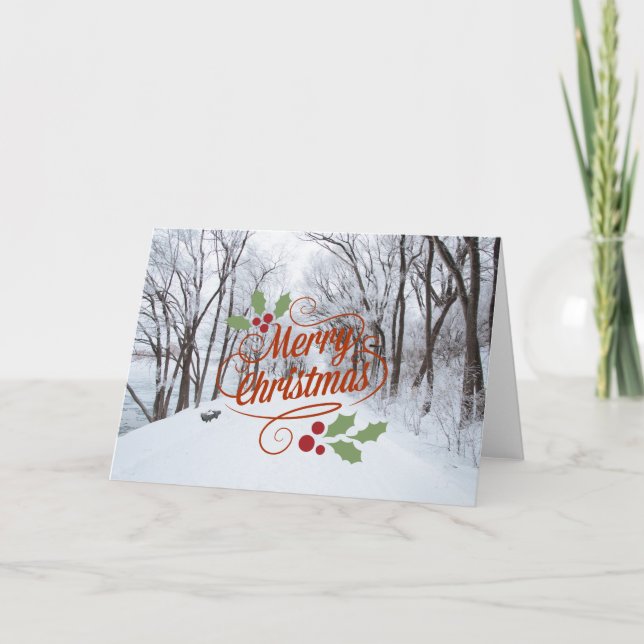 CARTES POUR FÊTES ANNUELLES PERSONNALISÉ MERRY CHRISTMAS SNOW PATH SAASON'S GR (Devant)